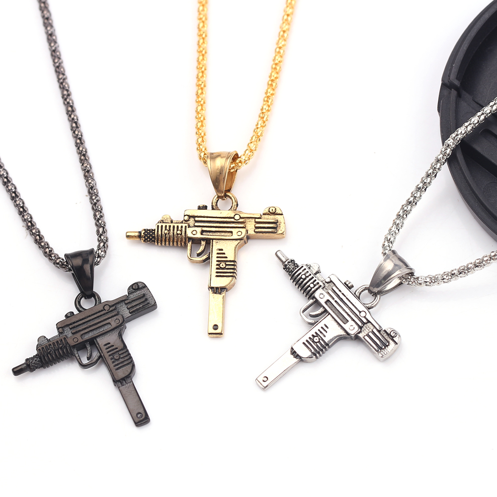 Men Accessories Jewelry - Кулон-подвеска в виде пистолета-пулемета Uzi в