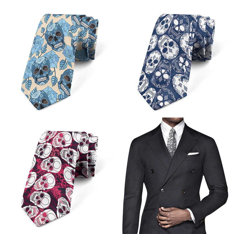 Men Accessories Shop - Забавный галстук с 3D рисунком скелета