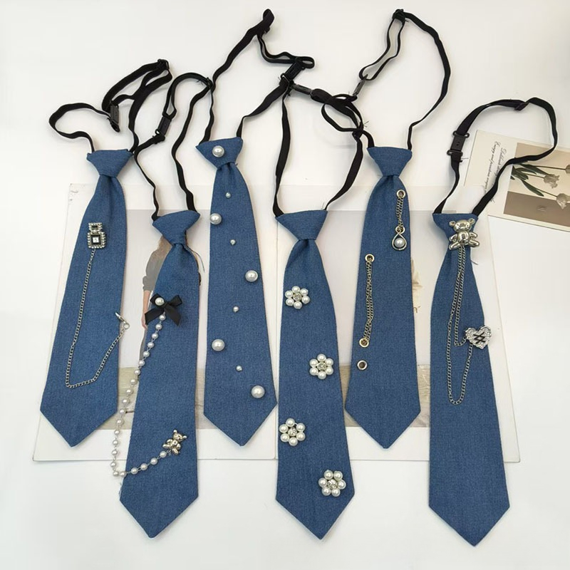 Men Accessories Neck Chain - Синий галстук в ковбойском стиле, рубашка