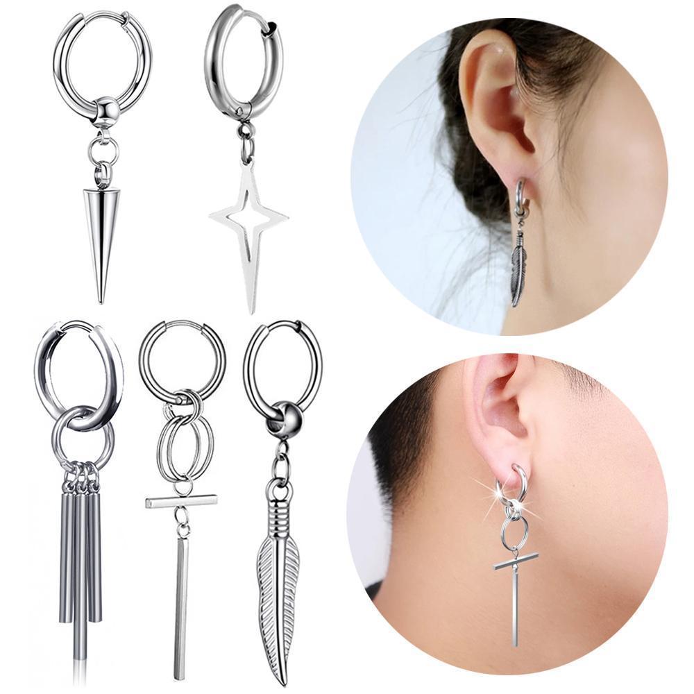 Men'S Minimalist Accessories - 1/2 пары подвесных серег-капель из нержавеющей