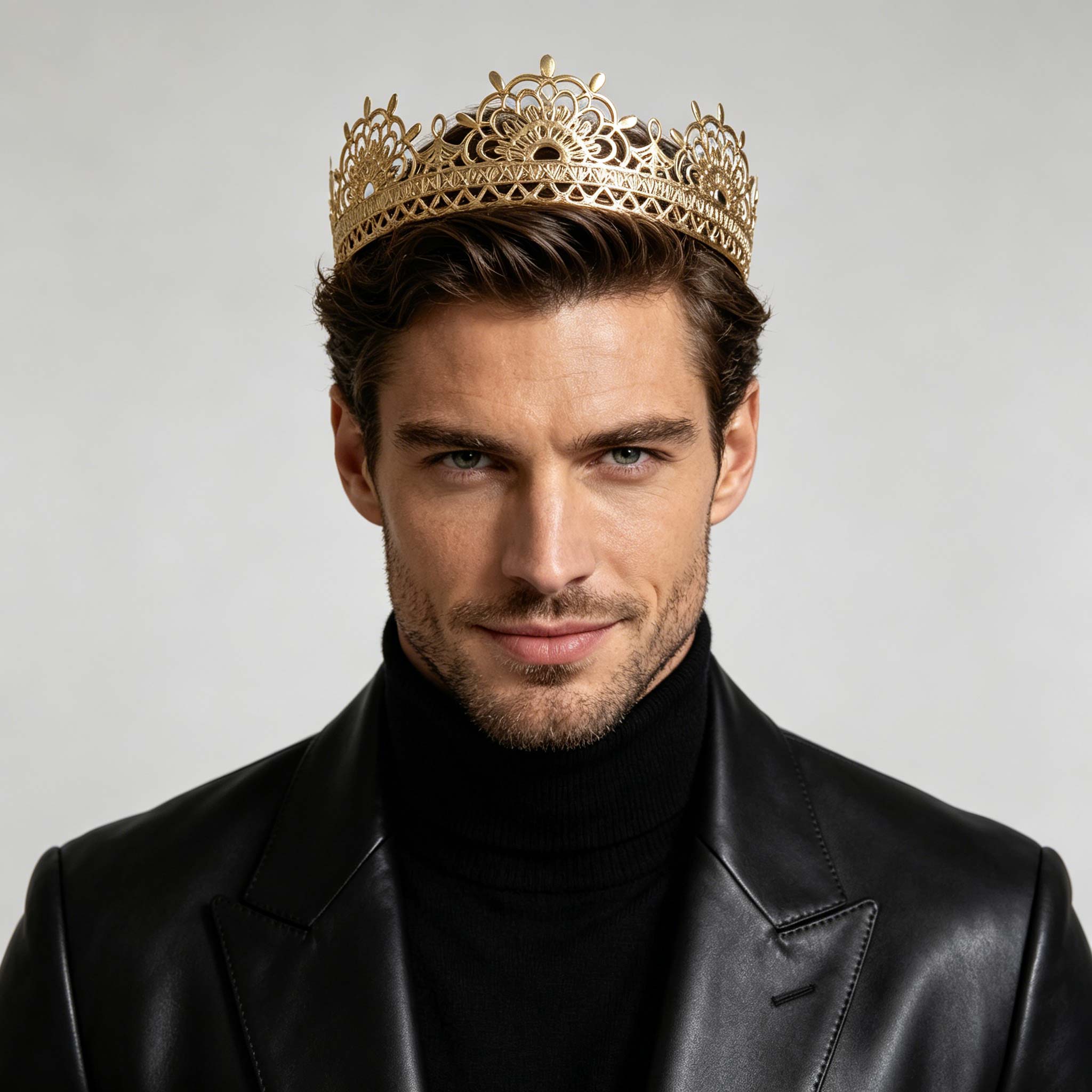 Men'S Minimalist Accessories - Минималистичная золотая корона с вырезами, матовая