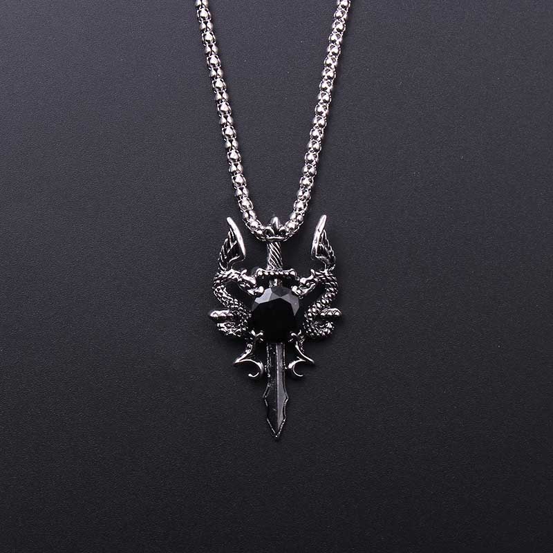 Men Accessories Jewelry - Ожерелье с крестом из черного камня