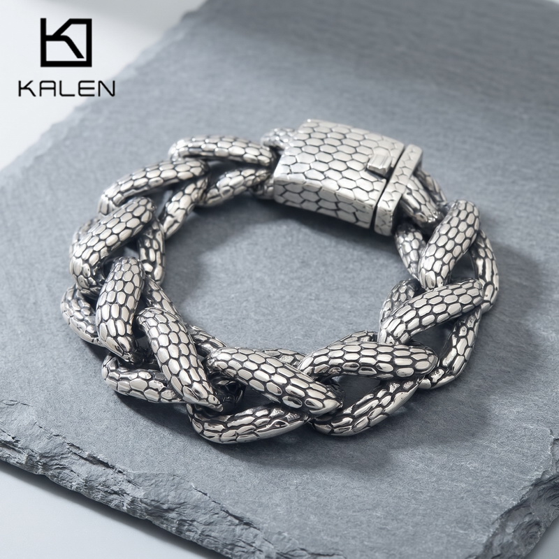 Men Accessories Bd - Мужской браслет Kalen Snake Skin Cuban